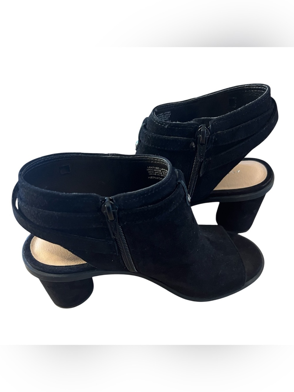 Black Heels Cylinder Heel Buckle Alex Marie Suede Size 6